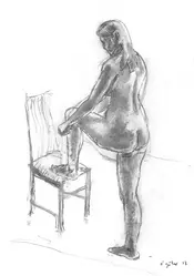 Nude with Leg on Chair